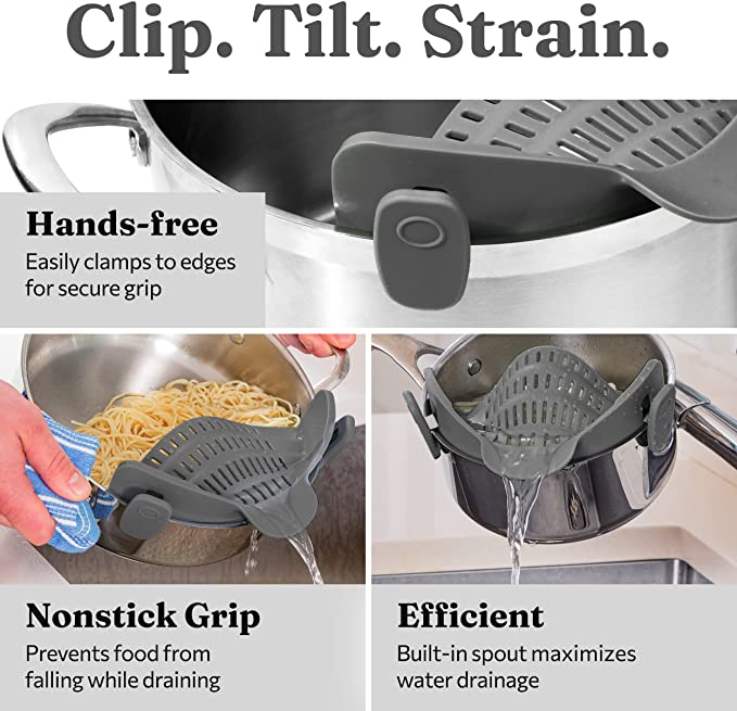 Clip On Strainer Silicone for All Pots and Pans