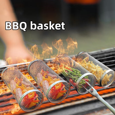 Stainless Steel Rolling Grilling BBQ Basket
