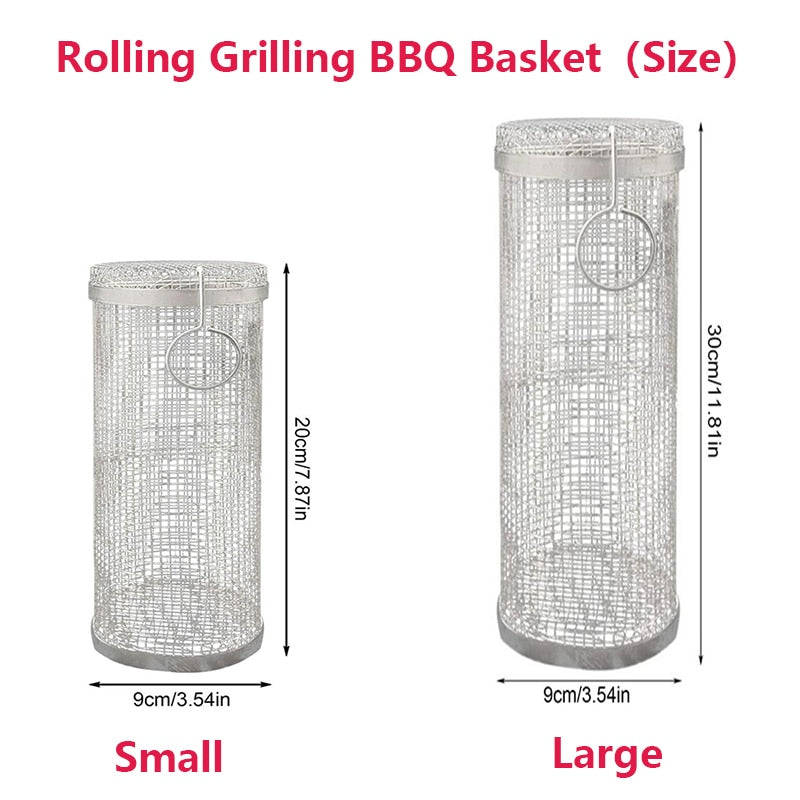 Stainless Steel Rolling Grilling BBQ Basket