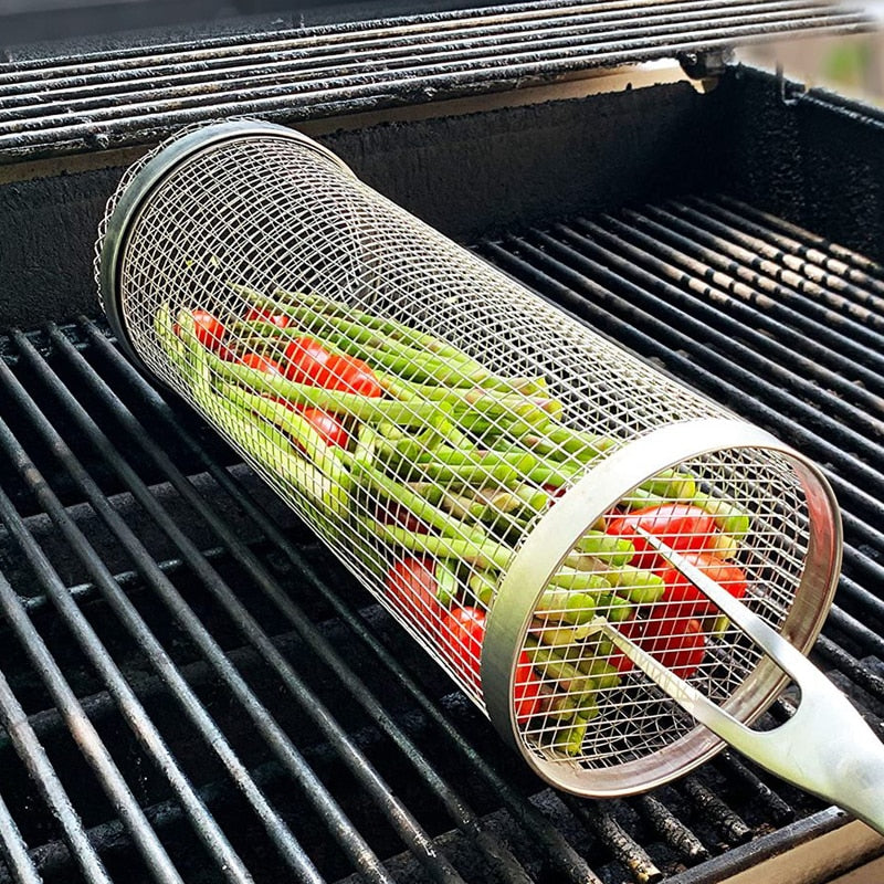 Stainless Steel Rolling Grilling BBQ Basket